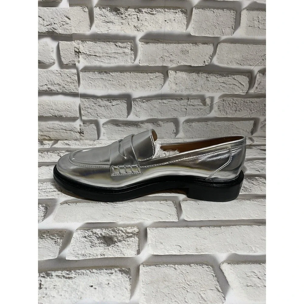 Madewell The Vernon Loafer in Silver Slip On Comfortable Women's Size‎ 8.5